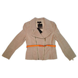 IMAN Platinum Collection Global Chic Leather Suede Moto Jacket Size Large, NWT
